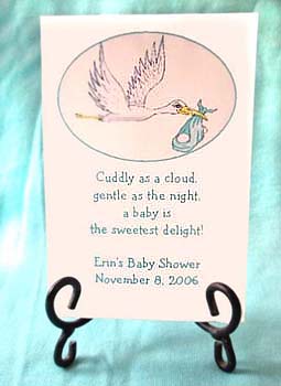 Turquoise Theme Stork Baby Shower Tea Packets & Seed Favors