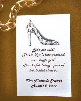 Leopard Print Stiletto Shoe Bachelorette & Bridal Shower Seed Favors & Tea Packets