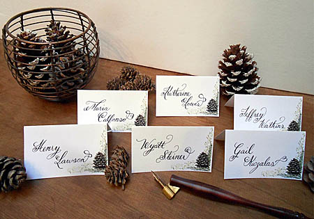 Winter Wedding Pine Cone Escort Place Cards by Designs By Lorise