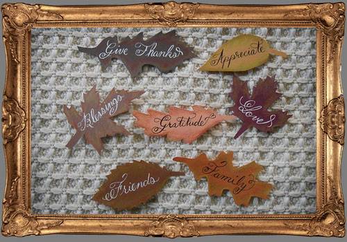 Calligraphy Art and Design Gratitude Leaves