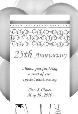 25th - Twenty Fifth Silver Anniversary Seed Favors & Tea Packets