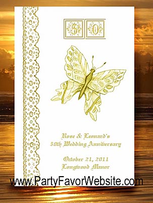 50th ANNIVERSARY Golden Butterfly Seed Favors & Tea Packets