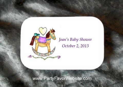 Rocking Horse Mint Tin Party Favors for Baby Showers, Baptisms and Christenings