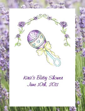 Purple Baby Rattle Baby Shower Seed Favors  & Tea Packets