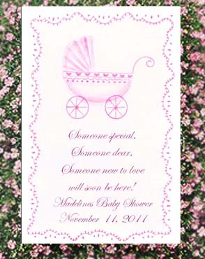 Pink Baby Carriage Baby Shower Seed Favors  & Tea Packets