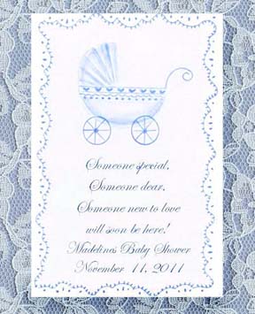 Blue Baby Carriage Baby Shower Seed Favors & Tea Packets 