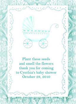 Aqua Baby Carriage Baby Shower Seed Favors  & Tea Packets