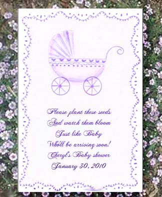 Lavender Baby Carriage  Baby Shower Seed Favors & Tea Packets 