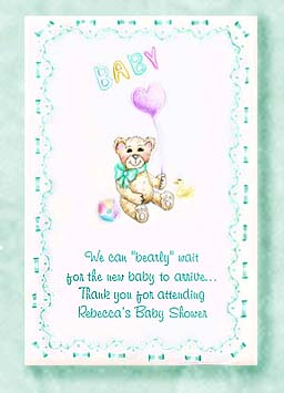 Teddy Bear with Heart Balloon Baby Shower  Seed Favors & Tea Packets 