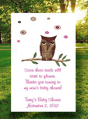 Girl Owl Baby Shower Tea Favor Packets & Seed Favors