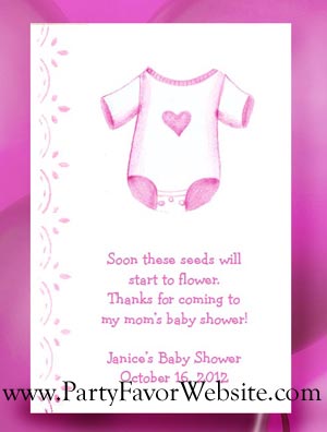 Pink Girl Onesie Baby Shower Seed Favors & Tea Packet Favors