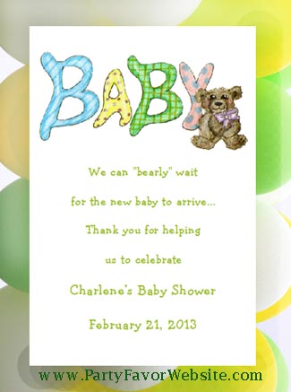 Baby Sign with Teddy Bear Baby Shower Seed  Favors and Tea Favors