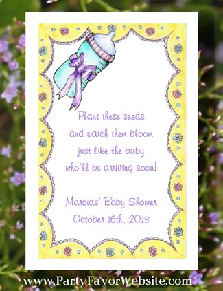 Yellow Cheerful Gender Neutral Baby Shower Seed  Favors & Tea Packet  Favors