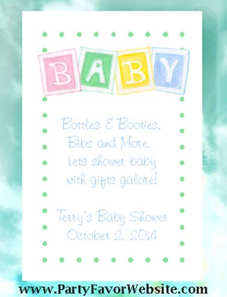 Baby Blocks & Polka Dots Baby Shower Seed  Favors & Tea Favors