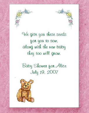 Teddy Bear Baby Shower Tea Packets & Seed Favors