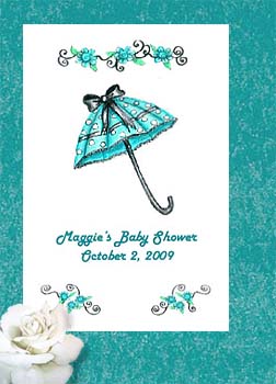 Trendy Teal Shower Umbrella Baby or Bridal Shower  Seed Favors  & Tea Packets