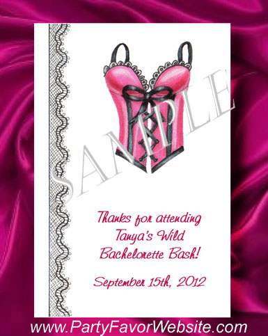 Pink Satin Lingerie Bustier Corset  Bachelorette Party & Bridal Shower Seed Favors  & Tea Packets