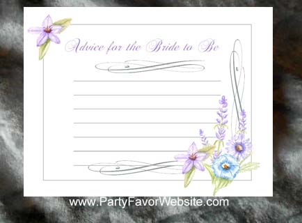 Wildflowers Bridal Shower Wedding Bride to Be Advice Cards