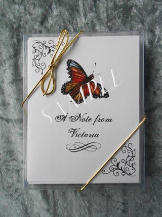 Monarch Butterfly Personalized Art Note Card Greeting 8 ct. Box Set w White Envelopes