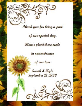 Sunflower & Scroll Wedding & All Occasion Seed Favors & Tea Packets