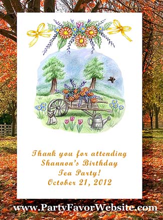 Country Wheelbarrow Garden Parties, Retirement Dinners, & All Occasion Seed Favors & Tea Packet Favors