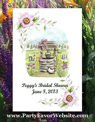 Country Wishing Well  Seed Favor Packets for  Garden Parties & All Occasion events