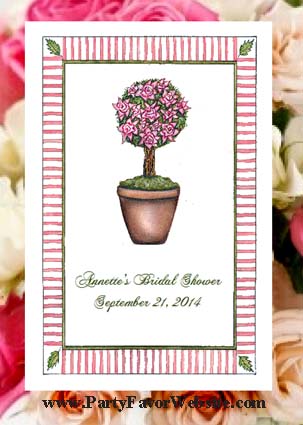 Rose Topiary Seed Favor Packets for Bridal Showers, Garden Parties, etc.