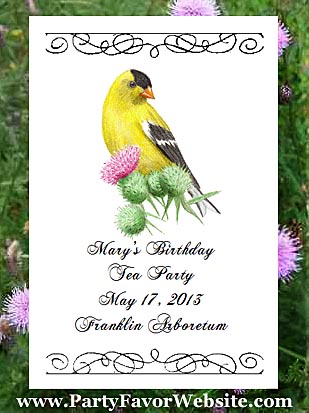 Goldfinch Bird and Thistle Design Bird Lover & Nature Lover Flower Seed Favors