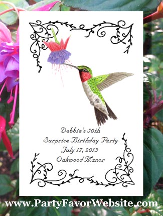 Ruby Throated Hummingbird  Birder Seed Favor Packets for bird and nature lovers