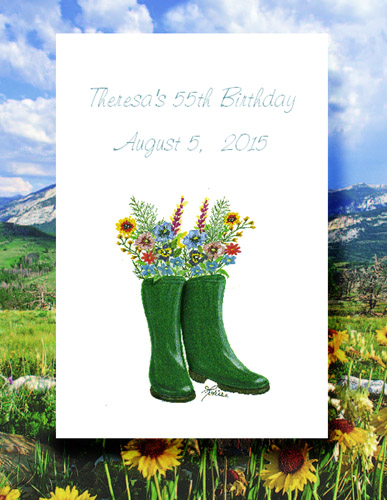 Wellington Wellies Boots with Flowers Seed Favor Packets