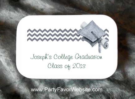 Graduation Cap and Diploma Mint Tin Party Favors Large White