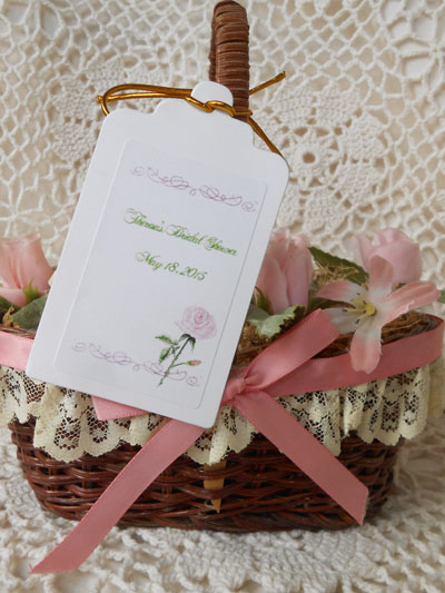 Pink Rose Gift Favor Hang Tags