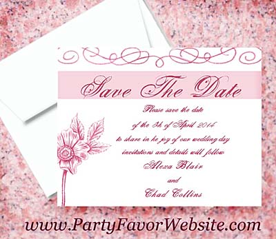 Pink Flower Escapade Luxe Save The Date Cards- - - - - - AS LOW AS $2.35