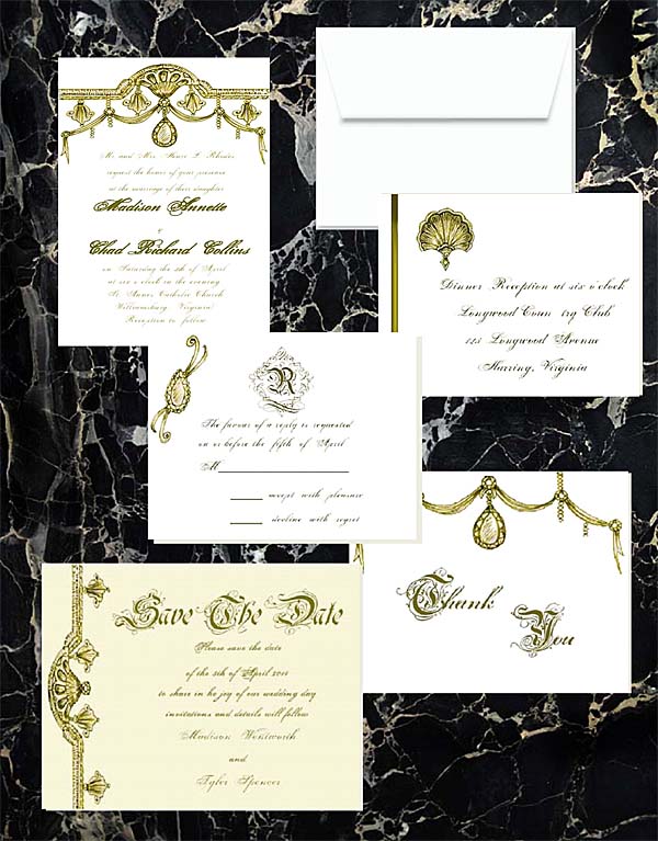 Gold Opulence Luxe Wedding Invitations by Lorise