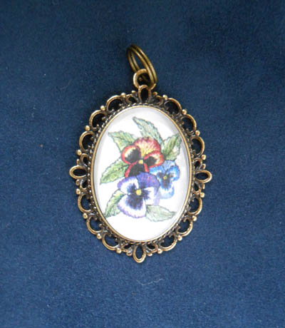 Pansies Jewelry Filigree Pendant