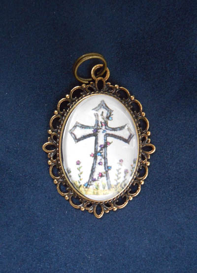 Holy Cross with Flowers Jewelry Filigree Pendant