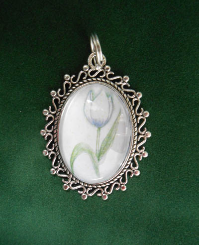 White Tulip Jewelry Silver Filigree Pendant