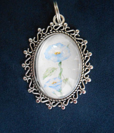 Blue Morning Glory Jewelry Filigree Pendant