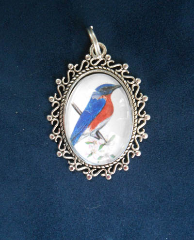 Eastern Bluebird Jewelry Filigree Pendant