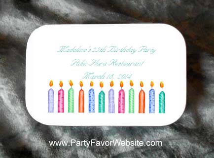 Birthday Candles Mint Tin Party Favors Large White