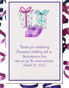 Retro Presents Party & 60's Sixtie theme Retro Birthday Seed  Favors  & Tea Packets