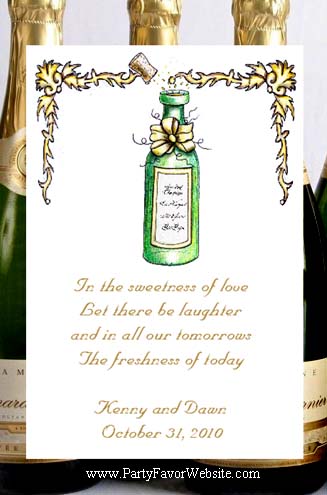 Bottle of Champagne Party Seed Favors  & Tea Packets