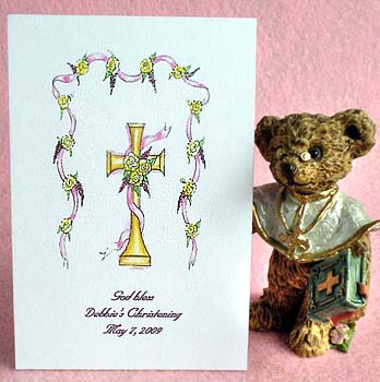 Gold Cross (Pink) Baptism, Christening,  Communion, ConfirmationSeed Favors & Tea Packets