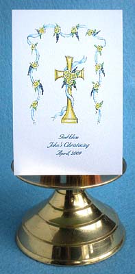 Gold Cross (Blue) Baptism, Christening Communion, Confirmation Christian Seed Favors & Tea Packets  