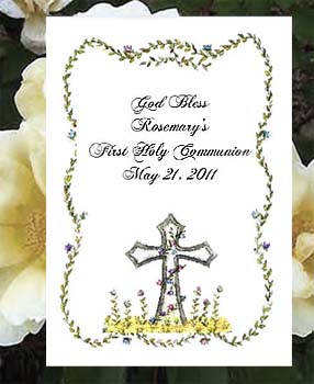 Holy Cross with Flowers Christian Confirmation, Communion, Christening, Baptism,  Seed  Favors  & Tea Packets