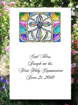 Stained Glass Cross Christian Religious Communion, Confirmation, Baptism, Christening Seed  Favors & Tea Packets 