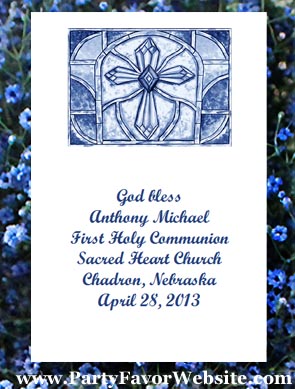 Blue Holy Cross Christian Baptism, Christening, Communion, Confirmation Seed  Favors & Tea Favor Packets