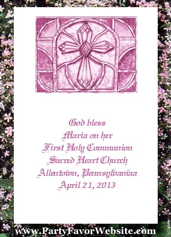 Pink  Holy Cross Baptism, Christening, Communion, Confirmation Christian Seed  Favors & Tea Favor Packets