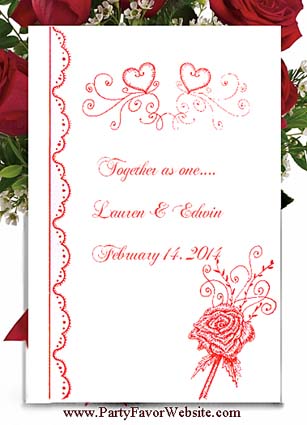 Red Roses & Hearts Wedding and  Valentines Seed Favors & Tea Favor Packets