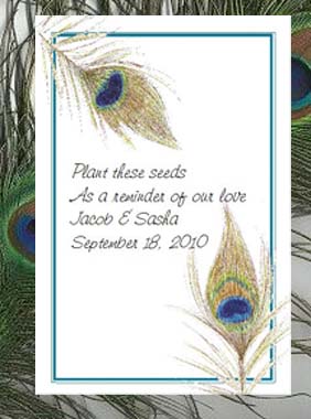 Peacock Feathers Wedding Seed Favors & Tea Packets